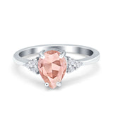 Teardrop Pear Art Deco Engagement Wedding Bridal Ring Round Simulated Cubic Zirconia Accent 925 Sterling Silver