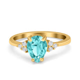 Teardrop Pear Art Deco Engagement Wedding Bridal Ring Round Simulated Cubic Zirconia Accent 925 Sterling Silver