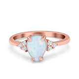 Teardrop Pear Art Deco Engagement Wedding Bridal Ring Round Simulated Cubic Zirconia Accent 925 Sterling Silver