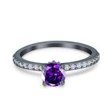 Art Deco Wedding Engagement Ring Simulated Cubic Zirconia Accent Vintage Bridal Ring Round 925 Sterling Silver