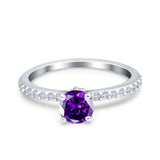 Art Deco Wedding Engagement Ring Simulated Cubic Zirconia Accent Vintage Bridal Ring Round 925 Sterling Silver
