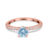 Art Deco Wedding Engagement Ring Simulated Cubic Zirconia Accent Vintage Bridal Ring Round 925 Sterling Silver