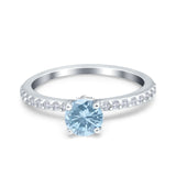 Art Deco Wedding Engagement Ring Simulated Cubic Zirconia Accent Vintage Bridal Ring Round 925 Sterling Silver