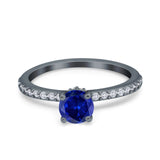 Art Deco Wedding Engagement Ring Simulated Cubic Zirconia Accent Vintage Bridal Ring Round 925 Sterling Silver