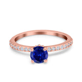Art Deco Wedding Engagement Ring Simulated Cubic Zirconia Accent Vintage Bridal Ring Round 925 Sterling Silver