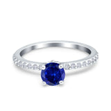 Art Deco Wedding Engagement Ring Simulated Cubic Zirconia Accent Vintage Bridal Ring Round 925 Sterling Silver