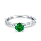 Art Deco Wedding Engagement Ring Simulated Cubic Zirconia Accent Vintage Bridal Ring Round 925 Sterling Silver