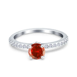 Art Deco Wedding Engagement Ring Simulated Cubic Zirconia Accent Vintage Bridal Ring Round 925 Sterling Silver