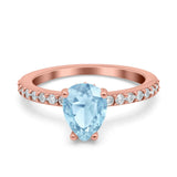 Teardrop Pear Art Deco Wedding Engagement Ring Round Simulated Cubic Zirconia Accent 925 Sterling Silver