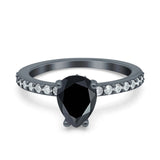 Teardrop Pear Art Deco Wedding Engagement Ring Round Simulated Cubic Zirconia Accent 925 Sterling Silver