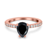 Teardrop Pear Art Deco Wedding Engagement Ring Round Simulated Cubic Zirconia Accent 925 Sterling Silver