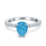 Teardrop Pear Art Deco Wedding Engagement Ring Round Simulated Cubic Zirconia Accent 925 Sterling Silver