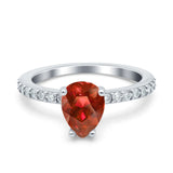 Teardrop Pear Art Deco Wedding Engagement Ring Round Simulated Cubic Zirconia Accent 925 Sterling Silver