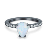 Teardrop Pear Art Deco Wedding Engagement Ring Round Simulated Cubic Zirconia Accent 925 Sterling Silver