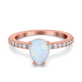 Teardrop Pear Art Deco Wedding Engagement Ring Round Simulated Cubic Zirconia Accent 925 Sterling Silver