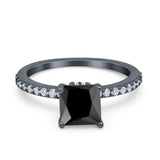 Cushion Cut Art Deco Vintage Engagement Wedding Bridal Ring Round Simulated Cubic Zirconia Accent 925 Sterling Silver