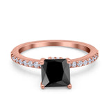 Cushion Cut Art Deco Vintage Engagement Wedding Bridal Ring Round Simulated Cubic Zirconia Accent 925 Sterling Silver