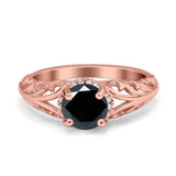 Art Deco Filigree Wedding Engagement Bridal Ring Round Simulated Cubic Zirconia 925 Sterling Silver