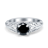 Art Deco Filigree Wedding Engagement Bridal Ring Round Simulated Cubic Zirconia 925 Sterling Silver