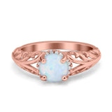 Art Deco Filigree Wedding Engagement Bridal Ring Round Simulated Cubic Zirconia 925 Sterling Silver