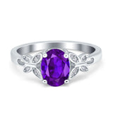 Butterfly Oval Art Deco Engagement Wedding Ring Round Simulated Cubic Zirconia 925 Sterling Silver