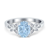Butterfly Oval Art Deco Engagement Wedding Ring Round Simulated Cubic Zirconia 925 Sterling Silver