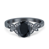Butterfly Oval Art Deco Engagement Wedding Ring Round Simulated Cubic Zirconia 925 Sterling Silver