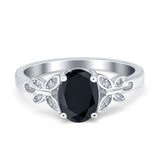 Butterfly Oval Art Deco Engagement Wedding Ring Round Simulated Cubic Zirconia 925 Sterling Silver