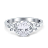 Butterfly Oval Art Deco Engagement Wedding Ring Round Simulated Cubic Zirconia 925 Sterling Silver
