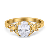 Butterfly Oval Art Deco Engagement Wedding Ring Round Simulated Cubic Zirconia 925 Sterling Silver