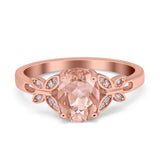 Butterfly Oval Art Deco Engagement Wedding Ring Round Simulated Cubic Zirconia 925 Sterling Silver
