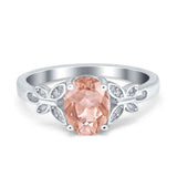 Butterfly Oval Art Deco Engagement Wedding Ring Round Simulated Cubic Zirconia 925 Sterling Silver