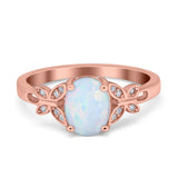 Butterfly Oval Art Deco Engagement Wedding Ring Round Simulated Cubic Zirconia 925 Sterling Silver