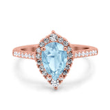 Teardrop Pear Art Deco Wedding Ring Simulated Cubic Zirconia 925 Sterling Silver