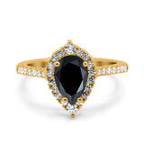 Teardrop Pear Art Deco Wedding Ring Simulated Cubic Zirconia 925 Sterling Silver