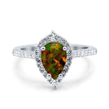 Teardrop Pear Art Deco Wedding Ring Simulated Cubic Zirconia 925 Sterling Silver