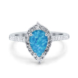 Teardrop Pear Art Deco Wedding Ring Simulated Cubic Zirconia 925 Sterling Silver