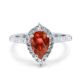 Teardrop Pear Art Deco Wedding Ring Simulated Cubic Zirconia 925 Sterling Silver