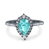 Teardrop Pear Art Deco Wedding Ring Simulated Cubic Zirconia 925 Sterling Silver