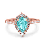 Teardrop Pear Art Deco Wedding Ring Simulated Cubic Zirconia 925 Sterling Silver