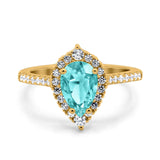 Teardrop Pear Art Deco Wedding Ring Simulated Cubic Zirconia 925 Sterling Silver