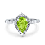 Teardrop Pear Art Deco Wedding Ring Simulated Cubic Zirconia 925 Sterling Silver