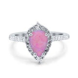 Teardrop Pear Art Deco Wedding Ring Simulated Cubic Zirconia 925 Sterling Silver