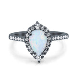 Teardrop Pear Art Deco Wedding Ring Simulated Cubic Zirconia 925 Sterling Silver