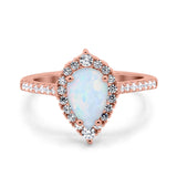 Teardrop Pear Art Deco Wedding Ring Simulated Cubic Zirconia 925 Sterling Silver