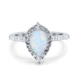 Teardrop Pear Art Deco Wedding Ring Simulated Cubic Zirconia 925 Sterling Silver