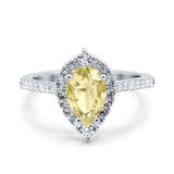Teardrop Pear Art Deco Wedding Ring Simulated Cubic Zirconia 925 Sterling Silver