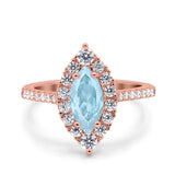 Halo Marquise Art Deco Wedding Ring Simulated Cubic Zirconia 925 Sterling Silver