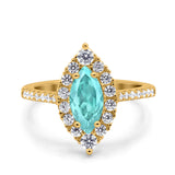 Halo Marquise Art Deco Wedding Ring Simulated Cubic Zirconia 925 Sterling Silver