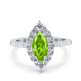 Halo Marquise Art Deco Wedding Ring Simulated Cubic Zirconia 925 Sterling Silver